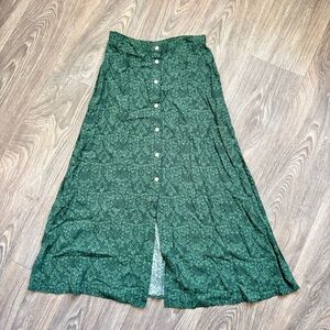 VTG American Eagle green floral midi skirt button down